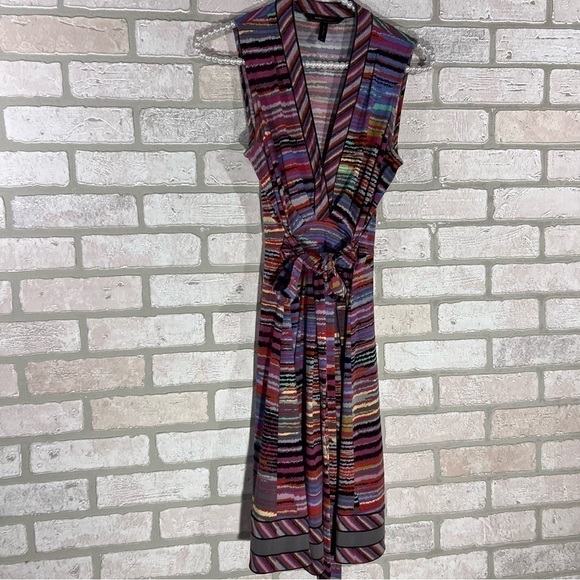 BCBGMaxAzria Multiptint Stripe Tie Belt Dress Size XS - Picture 4 of 11